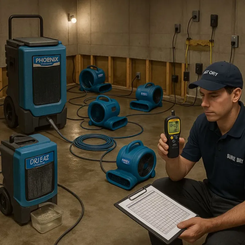 Structural Drying and Dehumidification process in Martin County, NC